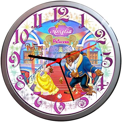 Novelty BEAUTY AND THE BEAST Wall Clock Kids Bedroom Girl gift Personalised Wall Clock Gift Kids Bedroom Add a name