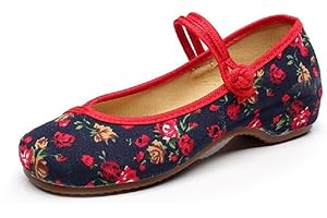 Lazutom Vintage Chinese Style Women Embroidered Shoes Mary Jane Qipao Dress Shoes