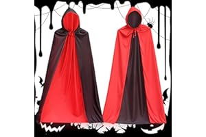 BIAO TX Vampir Umhang, Vampir Cape, Kapuzenumhang Schwarz Rot Halloween Kostüme für Erwachsene Männer Frauen Damen Herren