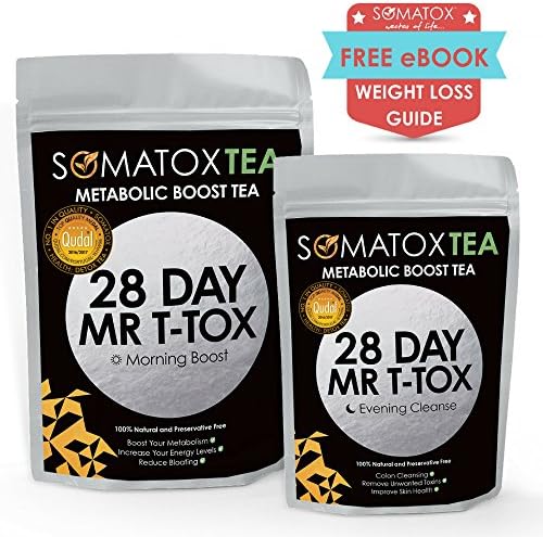 SOMATOX 28 DAY MR TEATOX Premium Energy Tea - With Ginseng • Weight Loss Tea • Slimming Tea • Green Tea • Skinny Tea • Diet Herbal Tea • Burn Fat • Lose Weight • Boost Metabolism ★ FREE DIGITAL eBOOK