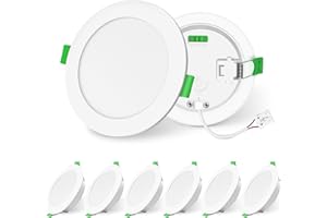 ALUSSO LIGHTING LED Downlights Dimmable Recessed Ceiling Lights 12W 1200lm High Brightness, 3000K Warm 4000K Neutral 6500K Cool White Bathroom Spot Lights Ceiling Ultra Slim Spotlights IP44, 6 Pack
