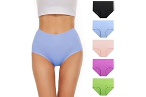 TANSTC Ladies High Waist Knickers Women's Cotton Underwear Briefs Full Back Coverage Panties Multipack of 5