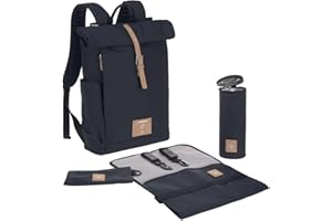 LÄSSIG Wickeltasche, Wickelunterlage, Kinderwagenbefestigung, Flaschenhalter nachhaltig produziert/GRE Rolltop Backpack