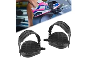 LYTIVAGEN 2 PCS Pedales Bicicleta Estática con Correas Ajustables Pedales de Bicicleta de Repuesto para Bicicletas de Ejercicio, Bicicletas Fijas Giratorias (1/2 ", Negro)
