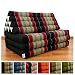 Produktbild livasia Kapok Thaikissen/Dreieckskissen im extra breiten 80cm XXL - Jumbo Liegekissen Format. Großer, asiatischer Sitzsack für indoor und outdoor, Sitzkissen aus Asien (schwarz/rot)