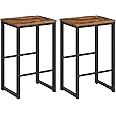 HOOBRO Bar Stools, Set of 2 Bar Chairs with Different Height Pedals, Black Steel Frame, for Living Room, Dining Room, Kitchen, Industrial Design, Rustic Brown EBF34BY01G1