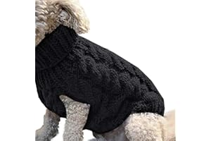 Baketron Rollkragen Strickpullover für Haustiere,Haustier Pullover Hund Rollkragenpullover,Winter Warmer Hundepullover für kleine, mittelgroße und große Hunde, Welpen, Katzen(S,Schwarz)