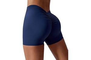 Qmttoae High Waisted Gym Shorts for Women Scrunch Butt Cycling Shorts Seamless Yoga Booty Workout Running Shorts