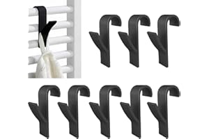 BDBF 8 Pcs Heated Towel Radiator Hook,Black Towel Radiator Brackets Hooks,No Drilling Required Radiator Hooks,Plastic Heated Towel Rail for Rack Shelf Closet Hooks for Hanging