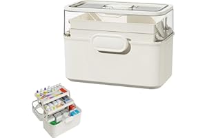 Sevitini Scatola medicinali, 3 strati Scatola porta medicine da casa, Medicinebox, grande capacità, Scatole per medicine con maniglia, per pronto soccorso,medicinali, 28,5 * 17 * 15,5 cm (Bianco)