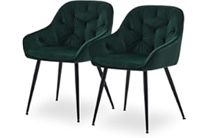 ‎CLIPOP CLIPOP Esszimmerstühle 2/4er Set Samt Armlehnenstühle Gepolstert Polsterstuhl Küchenstuhl Wohnzimmerstuhl Freizeitstuhl mit Armlehne und Metallbeinen (2, Grün)