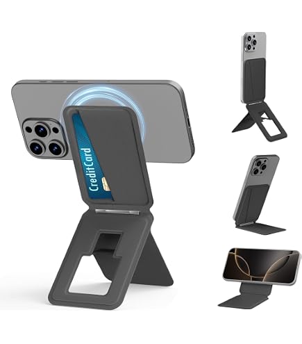 Trépied Magnétique Portable Pour IPhone 12 à 16 - Avec Porte-Cartes, Réglage D'Angle, Idéal Vlog Et Appels Vidéo