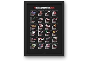 Lap Legends Impression du programme de course 2026 dans un cadre noir A4 - Cadeau pour les fans de F1