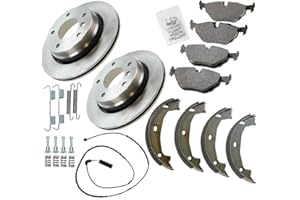BESTPRICE Set freni asse posteriore incl dischi freno Ø 160mm ventilati + pastiglie freno posteriori e ganasce freno posteriori + compatibile con BMW Serie 3 (E46) Cabrio Compact Coupe Touring