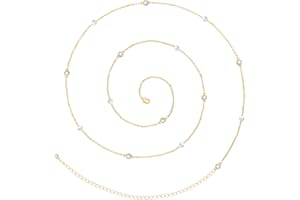 KissYan Bikini Body Chains for Women, 14K Gold Adjustable Sexy Waist Chain Summer Beach Colorful Cuban Link Pearl Evil Eyes Belly Chain Handmade Trendy Chic Jewelry Gift