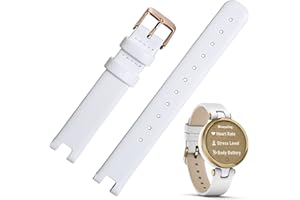 Miimall Pasek kompatybilny z Garmin Lily skórzany pasek, prawdziwa skóra, regulowana, wąska opaska na nadgarstek z klamrą ze stali nierdzewnej, zapasowy pasek do Garmin Lily