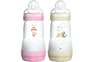 Intrucciones en lengua extranjera - MAM - Biberón Easy Start anticólico con base ventilada, 2 unidades de 320 ml – 0 + meses – Tetina de caudal 3, velocidad rápida, rosa, blanco