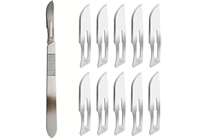 ABMRO Lames de scalpel # 10 avec manche # 3 – Rasoir stérile à lame unique pour dermaplaning, dissection, podologie et toilettage professionnel, retrait de l'acné, réparation de téléphone portable