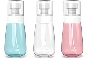 Lammcou Kleine Sprühflaschen zum Befüllen 3er Set – Feine Nebel Mini Spray Bottle – Wiederverwendbar, Auslaufsicher, Reisegröße TSA Approved, für Gesicht, Haare, Toner (Blue+Clear+Pink, 60ml*3)