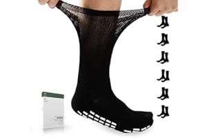 Bulinlulu Diabetic Socks with Grippers for Women&Men-6 Pairs Bamboo Non Binding Diabetic Crew Socks