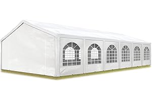 TOOLPORT Tente de réception 5x12 m, Toile de Haute qualité PE 450 N Blanc Construction en Acier galvanisé avec raccordement par vissage