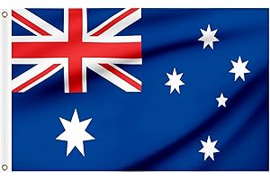 WOILTRYN Australia Flags 5ft x 3ft, Large Big Australian Flag with Brass Eyelets for Football Sports Events School Culture Day Party Outdoor Decorations