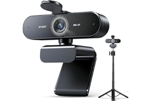 EMEET Webcam 4K, Webcam Nova 4K con Trípode, 2 Micrófonos con Reducción de Ruido, Webcam Ultra HD con Gran Angular de 73° y Tapa de Lente, Corrección Automática de Luz PDAF, Webcam para Mac, Portátil