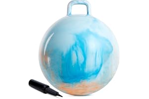 U&C Planet Ballon Sauteur 45 cm Hopperball pour Enfants de 3 à 6 Ans Bouncy Ball en PVC Robuste avec Pompe à Air Bouncy Hopper pour Sauter et Jouer à l'Intérieur ou à l'Extérieur