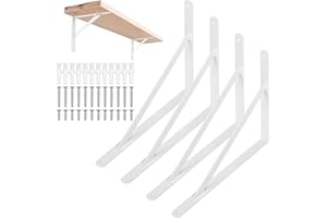 BJBJJIU 4 Pz Staffe per Mensole Pesanti Reggi Mensola da Muro, Staffa per Mensola, Staffe a Triangolari, Supporti per Scaffali, Mensole Montate a Parete Galleggianti, bianco/355X255X25X3mm