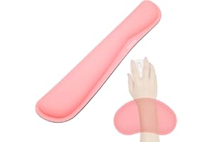GEMEK Upgrade Cleanable PU Leather Keyboard Wrist Pillow Rest Pad, Enlarge Mouse Wrist Cushion Support for Office, Gaming, Computer, Laptop, Mac, Comfortable, Durable, Pain Relief (Pink)