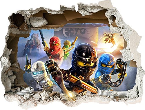 Wandtattoo Aufkleber Lego NINJAGO 3D zerstörten Wand Stil Groß Lego