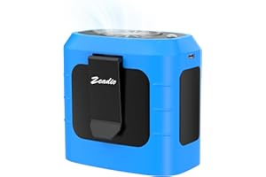 zeadio Ventilador portátil con clip de cintura, 4 velocidades, 10000 mAh, funciona con pilas, manos libres, con función de carga e iluminación, para sofocos, hogar, oficina, viajes, deportes al aire
