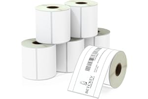 BETCKEY - 76mm x 127mm(3 in x 5 in) Multipurpose & Large Shipping Thermal Labels, 350 Perforated Labels per Roll Compatible with Zebra & More Printers [6 Roll/2100 Labels]