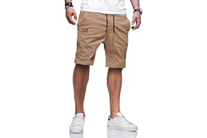 TARAINYA Pantalones Cortos Hombre Verano Algodón con Bolsillos Cintura Elástica Casual