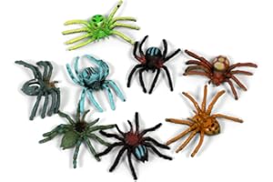 Talking Turtle 8-Piece Mini Plastic Spider Toys for Kids – Realistic & Safe – Perfect for Halloween, Pranks, and Educational Play – Durable Small Spiders for Boys and Girls