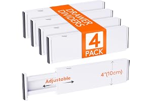 Lifewit 4-pack lådavdelare i plast 10 cm höga, 34,3-55,9 cm justerbar lådorganisering för kläder, utdragbar lådorganisering för kläder i sovrum/badrum/kök/kontor Sortering och förvaring