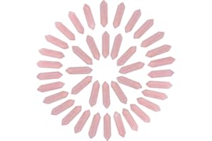 ideayard Rose Quartz Healing Crystals 40 pcs Wands Points Natural Tumbled Gemstone Hexagonal Prism Wand Wicca & Reiki Chakra Crystals