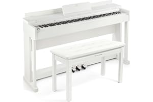 MUSTAR Digital Piano 88 Tasten mit Klavierhocker, E Piano weiß mit Hammermechanik, E-Klavier mit 3 Pedale Adapter, 2 Kopfhöreranschluss, Duales Kontrollsystem, USB/MIDI, Klassisch professionell