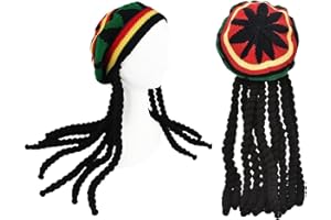 ITECHNIK Rasta kapelusz, długi pleciony kapelusz, czarny pleciony czepek pod perukę, zabawny kostium dla dorosłych, jamajskie dredy, peruka, maskarada, akcesoria kostiumowe na imprezy