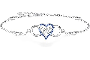 BlingGem Fußkettchen für Frauen Silber Unendlichkeit Herz Rose Gold Fußkette Sommer Runde Cubic Zirconia Damen Geschenk zum Geburtstag Jahrestag 27.5cm