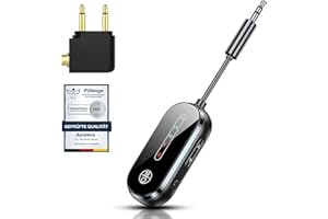 Aolawco 2 w 1 Bluetooth nadajnik jack adapter Bluetooth, transmiter Bluetooth 5.4, odbiornik z APTX-ll, 3,5 mm Bluetooth rozdzielacz do 2 słuchawek, takich jak Airpods, samolot, telewizor, system