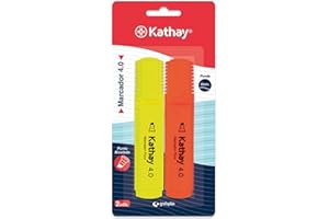 Kathay 86211999. Pack de 2 Subrayadores, Color Amarillo y Naranja, Punta Biselada 4mm