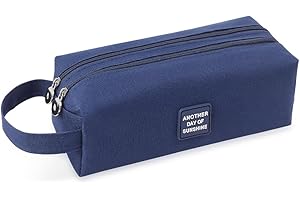 iSuperb piórnik o dużej pojemności, materiał Oxford, piórnik szkolny z tkaniny dla nastolatków, dla kobiet i dziewcząt (ciemnoniebieski)