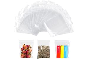 PEIQIUP Druckverschlussbeutel (100 Stück), Zipper Ziplock Wiederverschließbare Beutel, PE Polybeutel Reißverschluss Tütchen Zipper Plastikbeutel, Transparent, 6 x 8 cm