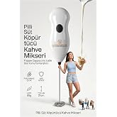 Transformacion Pratik Pilli S&uuml;t ve Kahve K&ouml;p&uuml;rt&uuml;c&uuml; Mikser - Mini El &Ccedil;ırpıcısı, Frappe Cappuccino Latte Sos Yumurta Karıştırıc