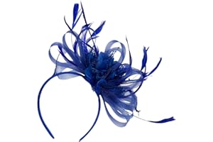 Caprilite Royal Blue Feather Hair Fascinator Headband Wedding and Royal Ascot Races Ladies