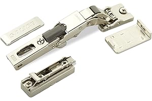 2 x Salice Universalscharnier für Glastür oder Spiegeltür 110° inkl. Linear-Montageplatte Höhe 6 mm mit Euroschrauben, Exzenterverstellung, Möbelscharniere mit Abdeckkappen