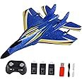 Colcolo RC Plane Foam Lightweight Sturdy with Gyro Aircraft Toy Remote Control Airplane for Beginner Boys Kids Adults Birthday Gift, Blue Three battery