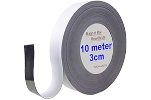 ‎TUKA-I-AKUT TUKA TKD9046-white-3 cm Magnetic Tape, Rewritable for Warehouse Numbers, Whiteboards, Fridges, Magnetic Boards etc. Writable, Wipeable to Cut, White, 10 m x 30 mm x 1 mm