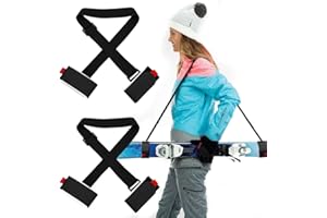 SHSMPXOY 2 Pièces Sangles Porte-Skis Réglable Bandoulière de Ski Attache Ski Scratch Transport Poignets de Skis Rangement à ski pour Le ski d'hiver et Autres Sports de Plein Air